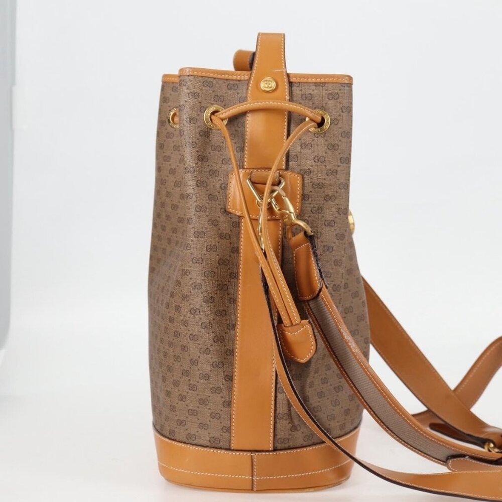 GUCCI Micro GG Supreme Shoulder Bag PVC Beige Gold Auth - Picture 4 of 16